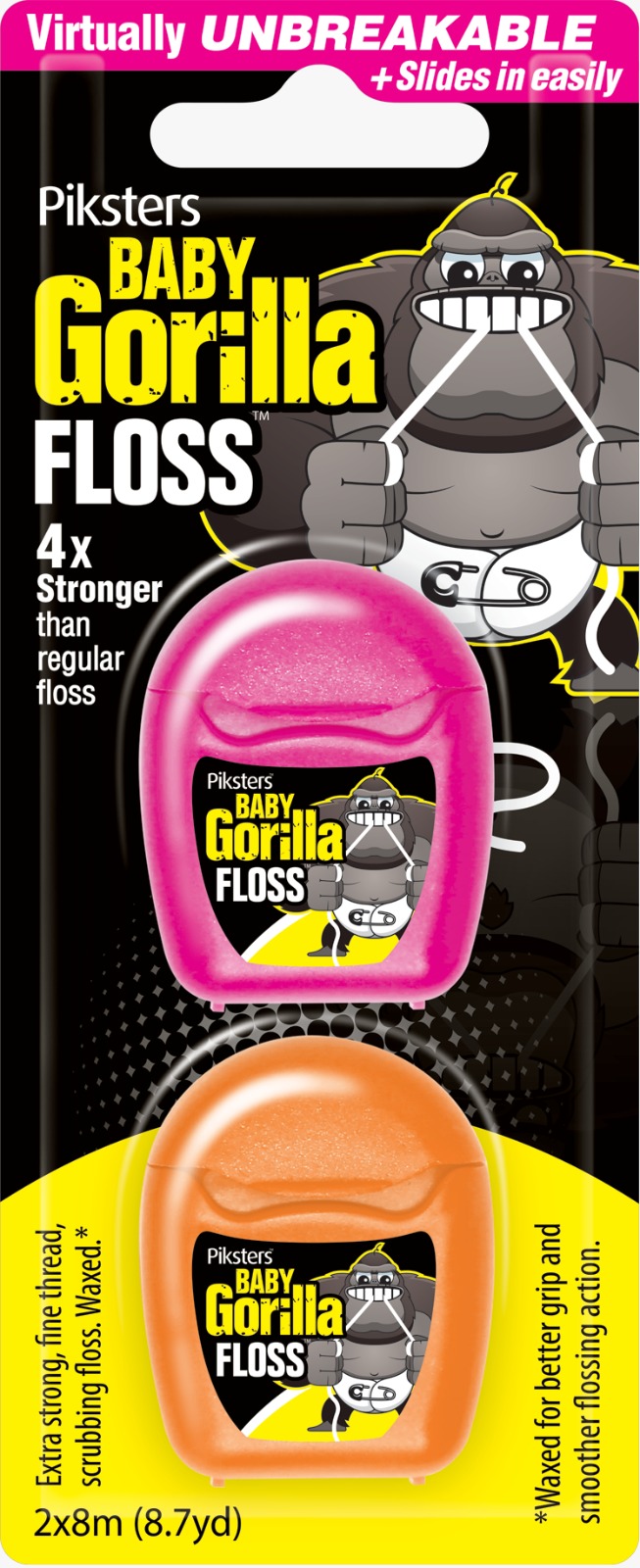 Зубна нитка Piksters Baby Gorilla, 2 шт. по 8 м